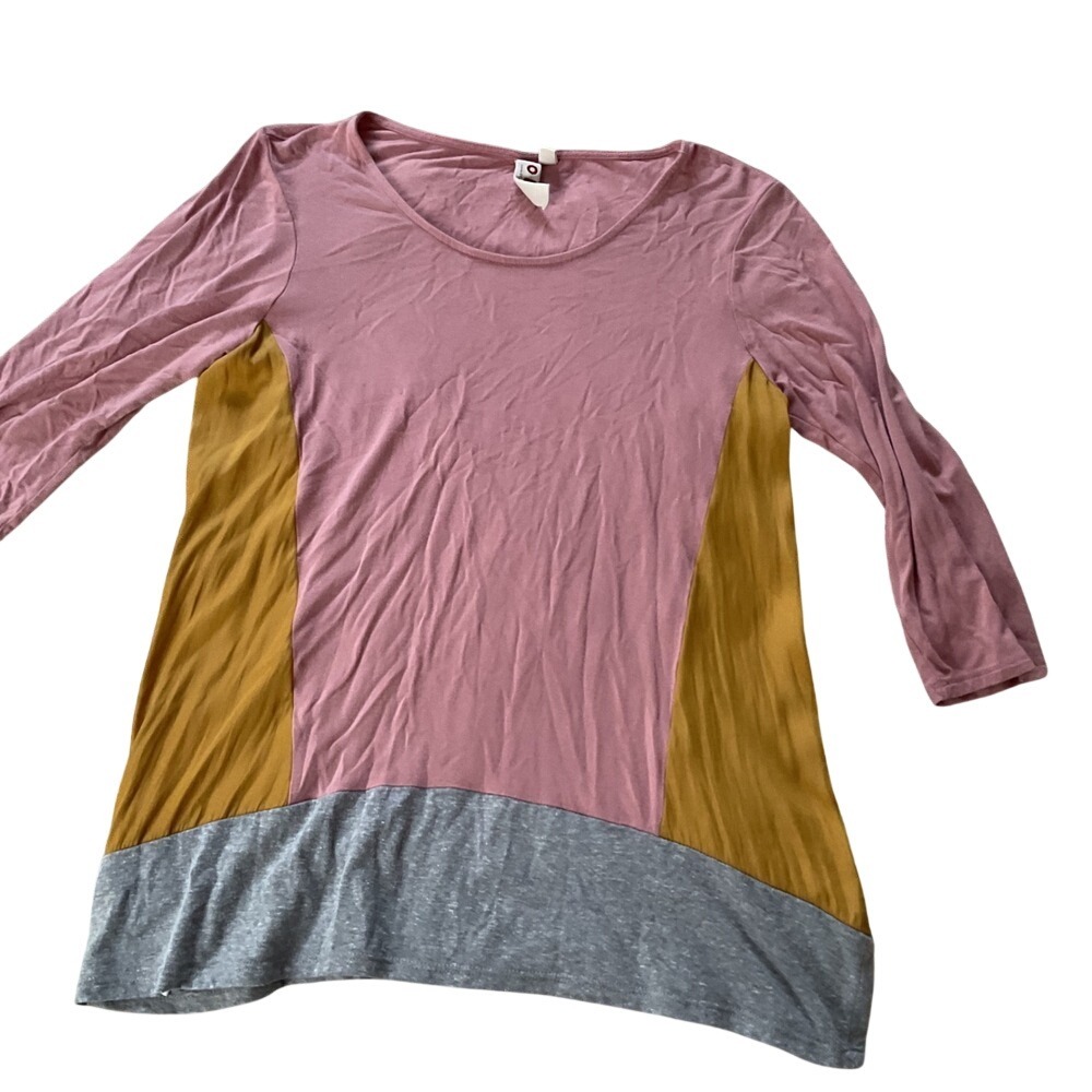 DOLAN Colorblock Long Sleeve Tunic‎ Top Rose Gold Gray Women S